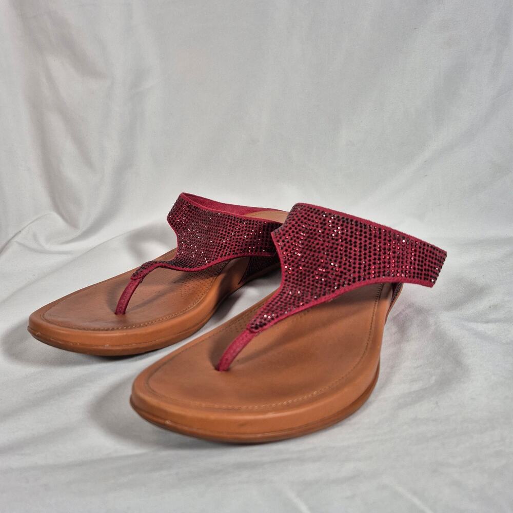 Fitflop Banda Glitz Thong Red Brown Sandal Shoes Women's Size 8 - Picture 3 of 9